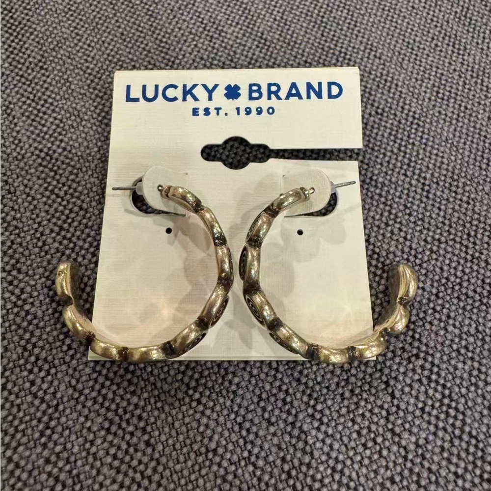 Lucky Brand Textured Gold Hoop Earrings